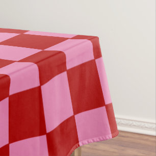 Nappe à damiers rouge et rose chaud
