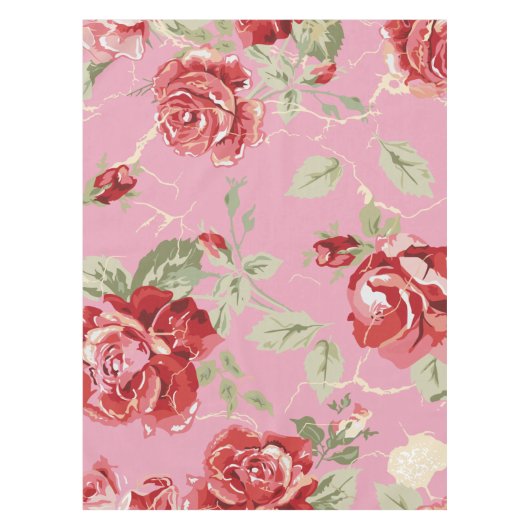 Nappe à impression classique de rose rouge et blan (Devant)