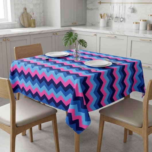 Nappe à motif chevron rose bleu clair petite
