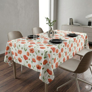 Nappe à motif de coquelicot rouge aquarelle de fle
