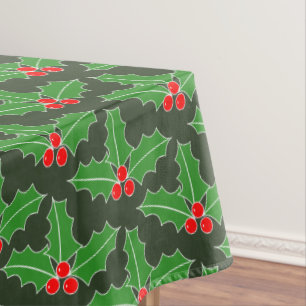 Nappe à motif de feuille de houx pour les fêtes de