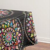 Nappe à motif indien mandala arc-en-ciel noir (In Situ)