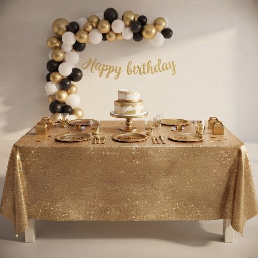 Nappe à paillettes dorées thème d'anniversaire