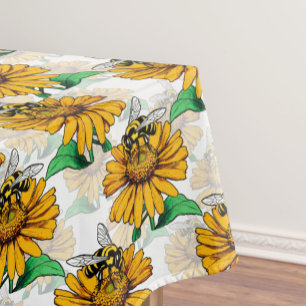 Nappe Abeille sur le Motif de fleurs de tournesol