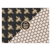 Nappe Abeilles noires et d'or et monogramme d'abeille ro (Devant (Horizontal))