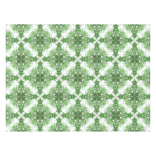 Nappe Abstract Floral Pattern In Black & Green On White (Devant (Horizontal))