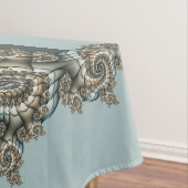 Nappe Abstrait Beige clair Bleu Fractal Art Spirales (In Situ)