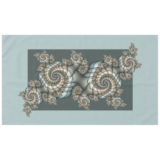 Nappe Abstrait Beige clair Bleu Fractal Art Spirales (Devant (Horizontal))