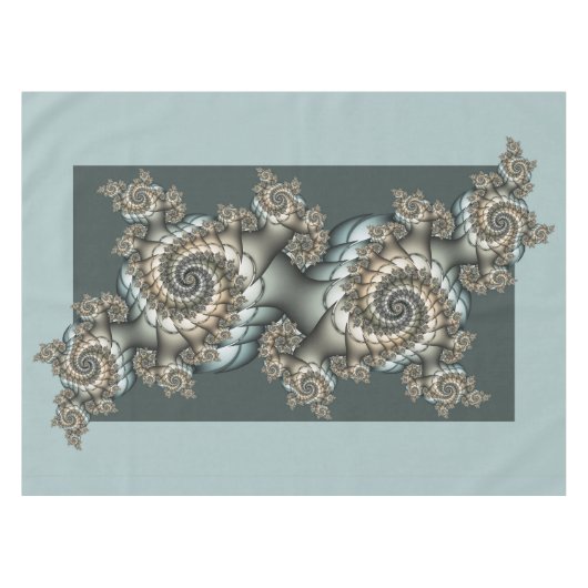 Nappe Abstrait Beige clair Bleu Fractal Art Spirales (Devant (Horizontal))