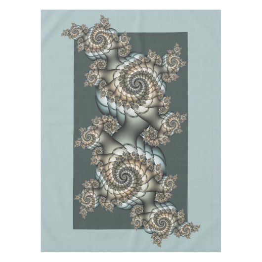 Nappe Abstrait Beige clair Bleu Fractal Art Spirales (Devant)