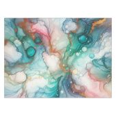 Nappe Abstrait en rose, sarcelle, bleu et or (Devant (Horizontal))