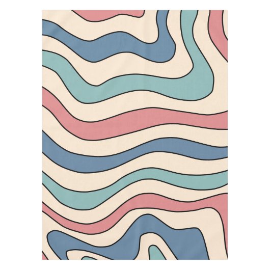 Nappe Abstrait Retro les années 70 marbre Bleu Rouge Sup (Devant)