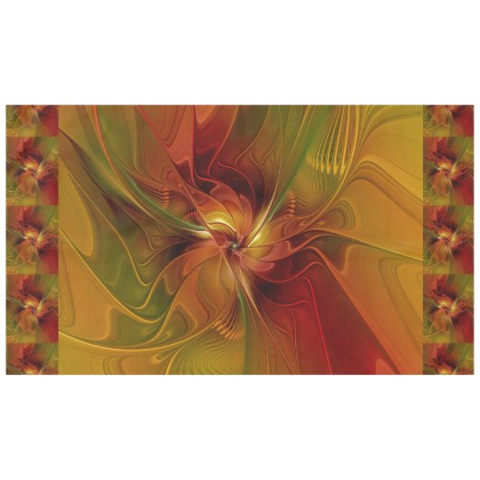 Nappe Abstrait Rouge Orange Brown Vert Fractal Art Flowe (Devant (Horizontal))