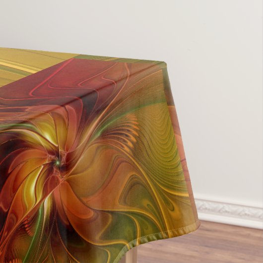 Nappe Abstrait Rouge Orange Brown Vert Fractal Art Flowe (In Situ)