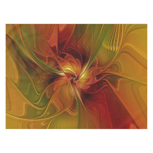Nappe Abstrait Rouge Orange Brown Vert Fractal Art Flowe (Devant (Horizontal))