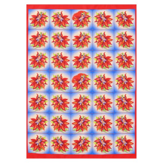 Nappe adorable elfe de Noël dans un poinsettia (Devant)