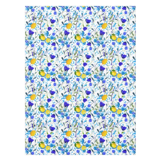 Nappe Agrumes d'été, citrons, fleurs méditerranéennes  (Devant)