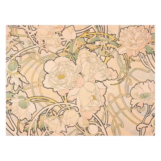 Nappe Alfonse Mucha Art Nouveau Peonies (Devant (Horizontal))