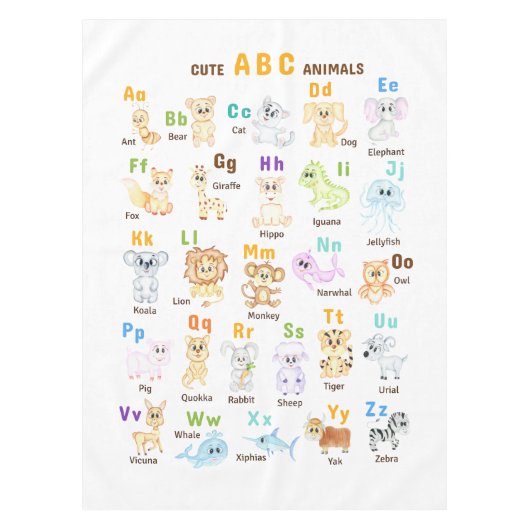 Nappe Alphabet Animal ABC Mets animaux (Devant)