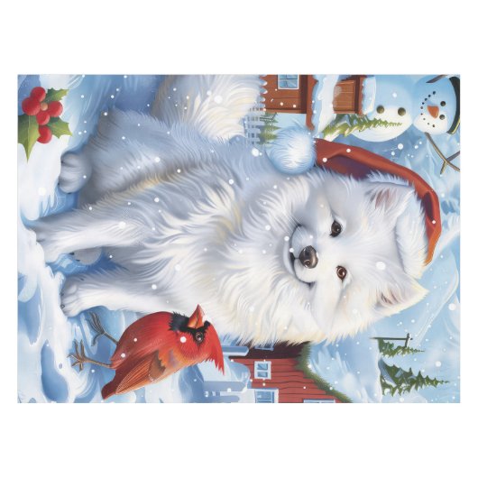 Nappe American Eskimo Dog Winter Wonderland Noël (Devant (Horizontal))