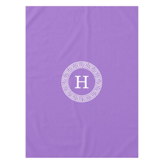 Nappe Améthyste Wht Cadre Rnd Clé Grecque Monogramme Ini (Devant)