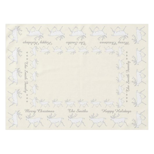 Nappe Amusement blanc de vacances de Noël de renne de (Devant (Horizontal))