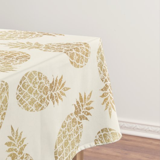 Nappe Ananas en or sur ivoire Tropical (In Situ)