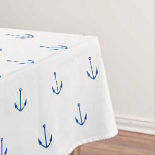 Nappe Ancrage bleu marine blanc motif été moderne