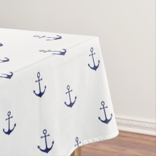 Nappe Ancrage nautique marine bleu & blanc motif bord de