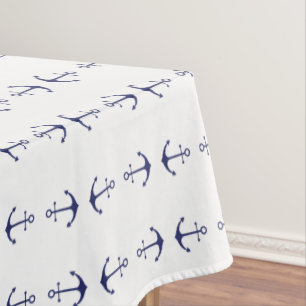 Nappe Ancrage nautique marine bleu & blanc motif moderne