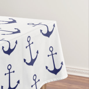 Nappe Ancrage nautique marine bleu et blanc motif côtier