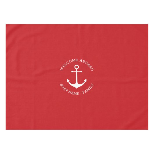 Nappe Ancrage nautique rouge Nom personnalisé Bienvenue (Devant (Horizontal))