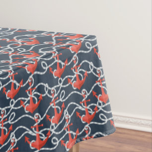 Nappe Ancres et motif nautiques de corde