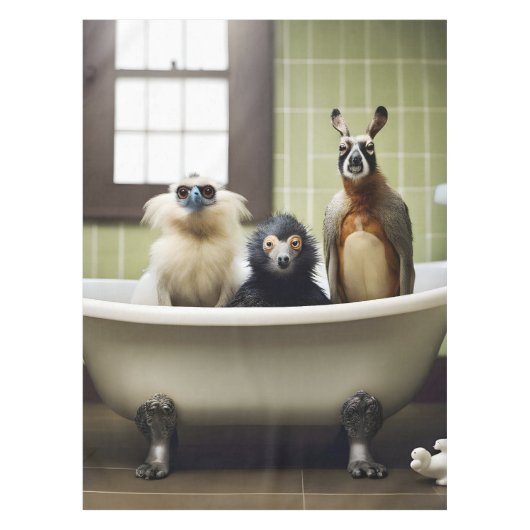 Nappe Animaux drôles dans la salle de bain (Devant)