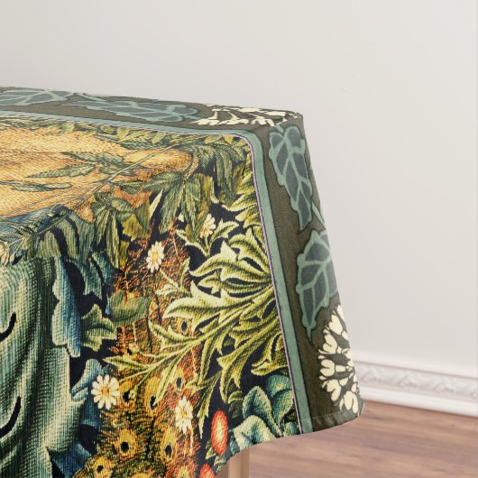 Nappe ANIMAUX FORESTIERS, RAVEN, FOX, PEACOCK Blue Green (In Situ)