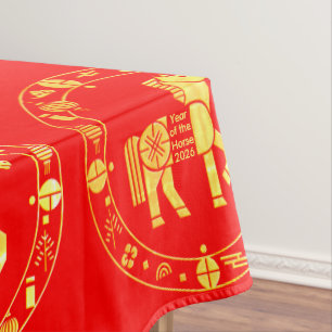 Nappe Année rouge-or du cheval 2026