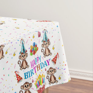 Nappe Anniversaire Singe Confettis Cupcake