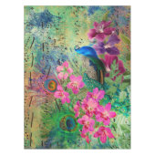 Nappe Antique Peacock Illustré & Fleurs Grunge (Devant)