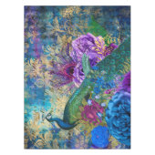 Nappe Antique Peacock Illustré & Fleurs Grunge (Devant)