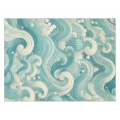 Nappe Aqua Blue & White Wave Abstraite - Art moderne Flu (Devant (Horizontal))