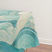 Nappe Aqua Blue & White Wave Abstraite - Art moderne Flu (In Situ)