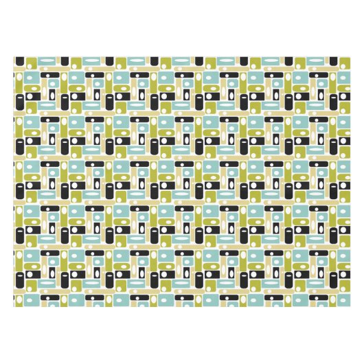 Nappe Aqua vert des années 1950 Rectangles mi-siècle (Devant (Horizontal))
