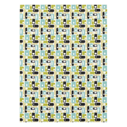 Nappe Aqua vert des années 1950 Rectangles mi-siècle (Devant)
