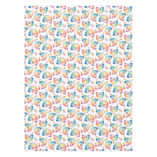 Nappe Aquarelle Arc-en-ciel Fleur Table (Devant)