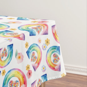 Nappe Aquarelle Arc-en-ciel Fleur Table