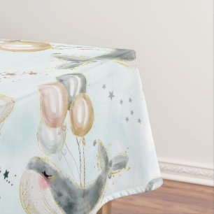 Nappe Aquarelle Balloon Bleu Baleine Sous L'Océan Marin