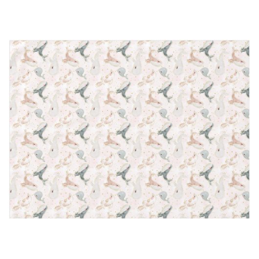 Nappe Aquarelle Bleu Baleine rose Dauphin Océan Fille de (Devant (Horizontal))