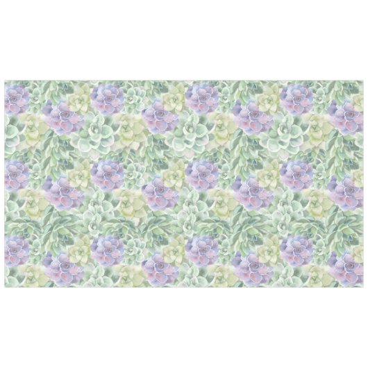 Nappe Aquarelle botanique verte et violette Succulents (Devant (Horizontal))