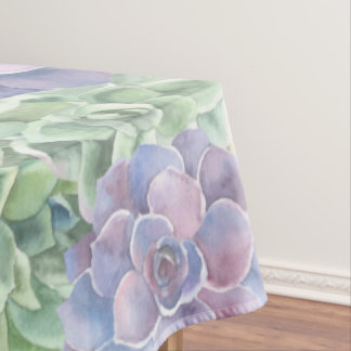 Nappe Aquarelle botanique verte et violette Succulents