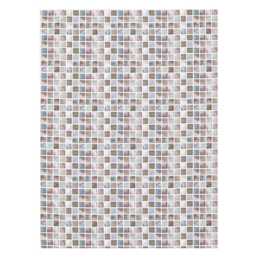 Nappe Aquarelle. Carrés beiges et gris. (Devant)